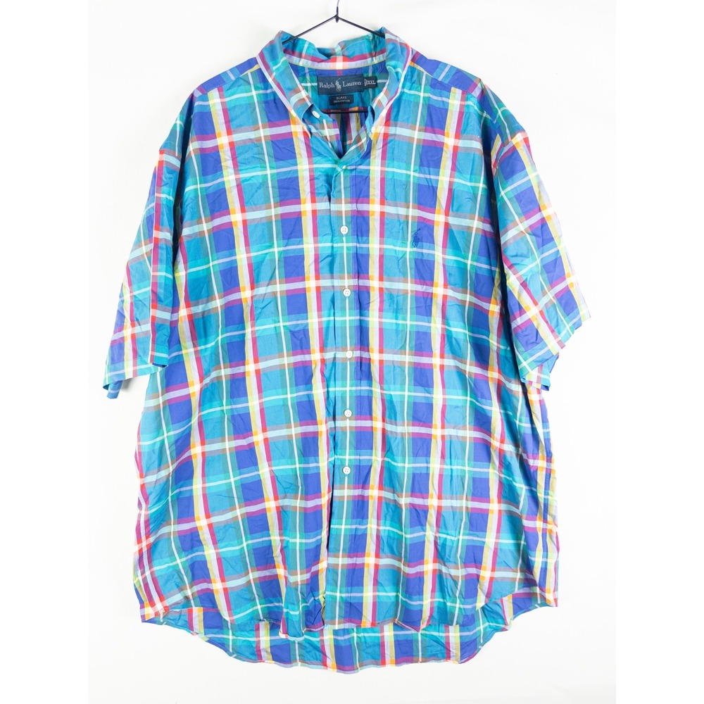 Ralph Lauren Blake Plaid Button Down Shirt Mens XXL Blue Multicolor Preppy Coast